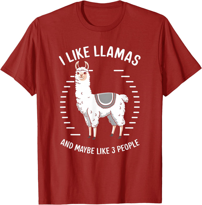 I Like Llamas And Maybe Like 3 People T-Shirt - Cranberry Red
