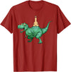 cute funny Llama Gifts and more Alpaca Llama riding Dinosaur T-Rex T-Shirt - Cranberry Red