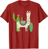 Captivaca Llama Shirts Cute Llama with Flower & Cactus/Llama Lover Gift T-Shirt Small - Cranberry Red