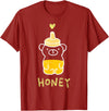 atelier mushroom HONEY Sweet Honey Bear Honey Bottle & Yellow Heart Graphic T-Shirt - Cranberry Red