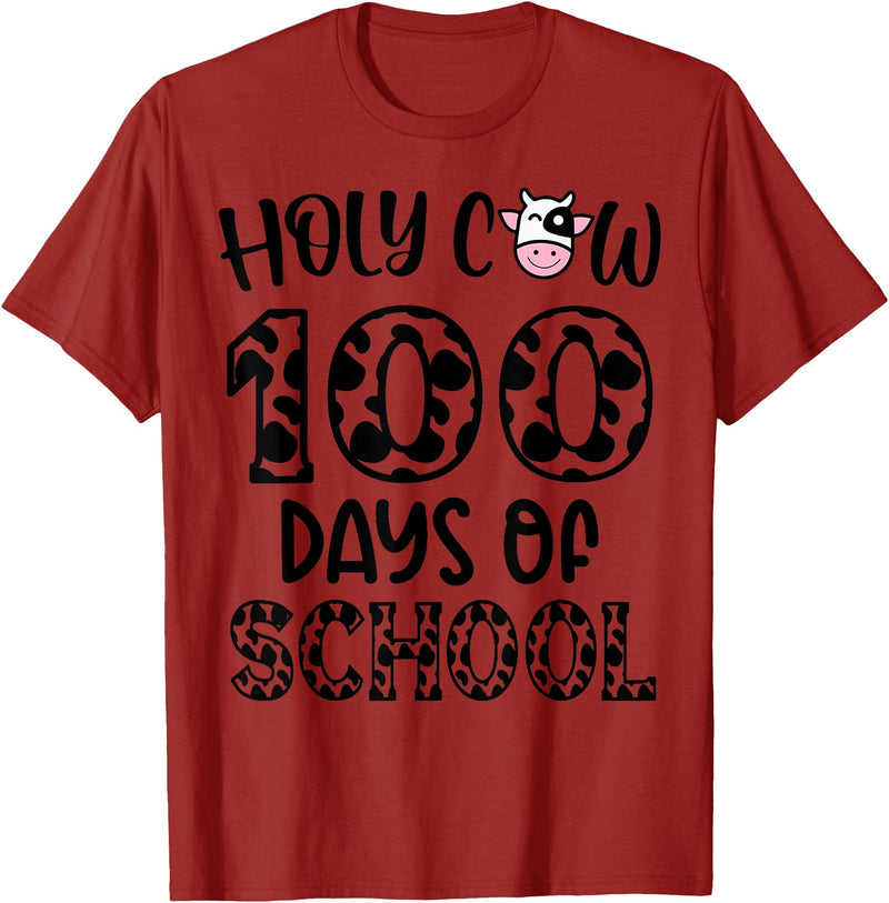 Holy Cow 100 Days Of School teachers Students Kids T-Shirt - Cranberry Red