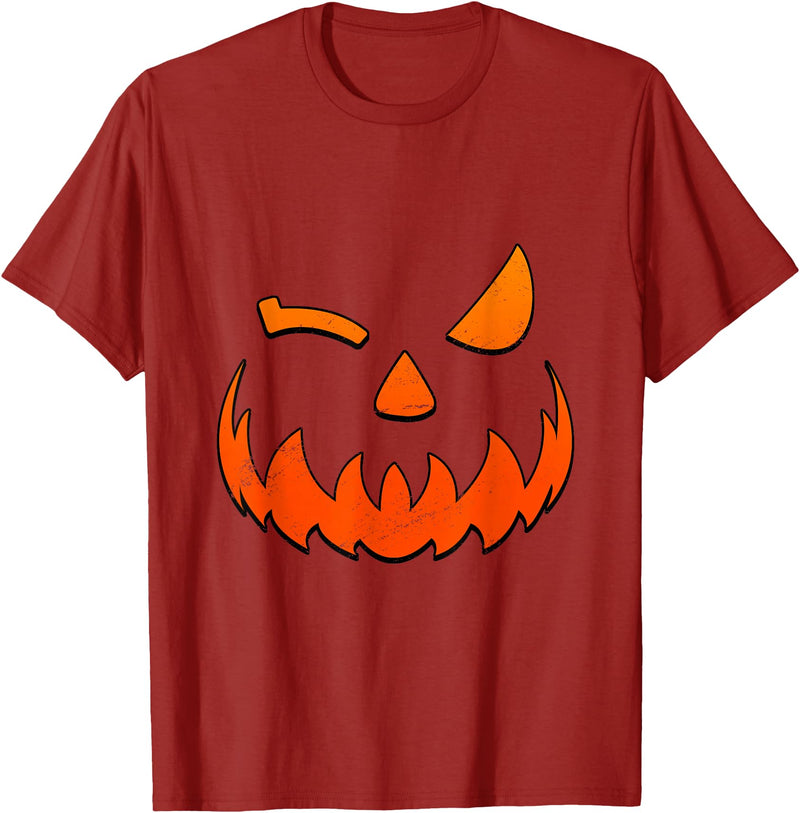 Halloween Costume Gifts Happy Halloween Pumpkin Face T-Shirt - Cranberry Red