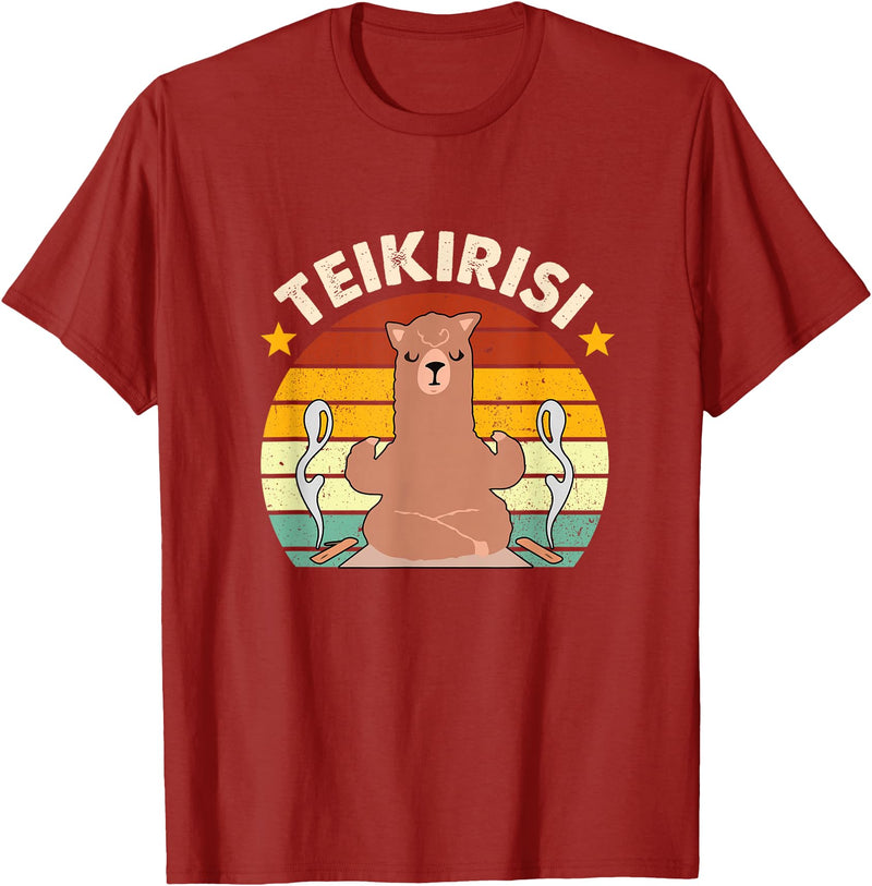 Teikirisi Take It Easy Funny Spanish Llama Latina Yoga T-Shirt - Cranberry Red