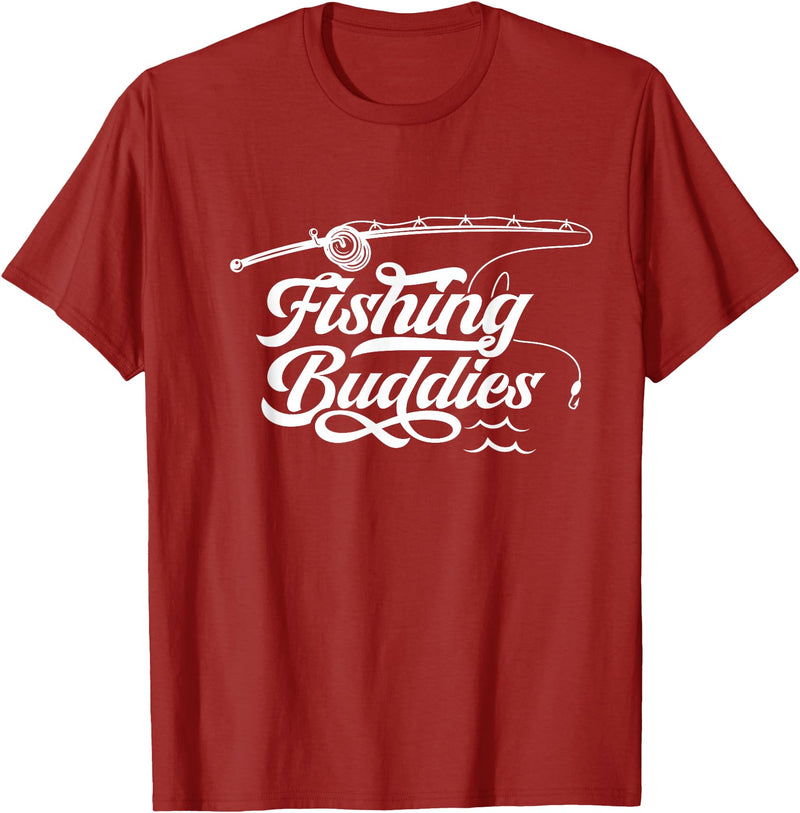 Friends Fish Team Favorite Fishing Buddy Unisex-Adults T-Shirt Black Small Regular Fit Short Sleeve Cotton 60% Polyester 40% Fishing Buddies Fisher Buddy Fisherman T-Shirt - Cranberry Red