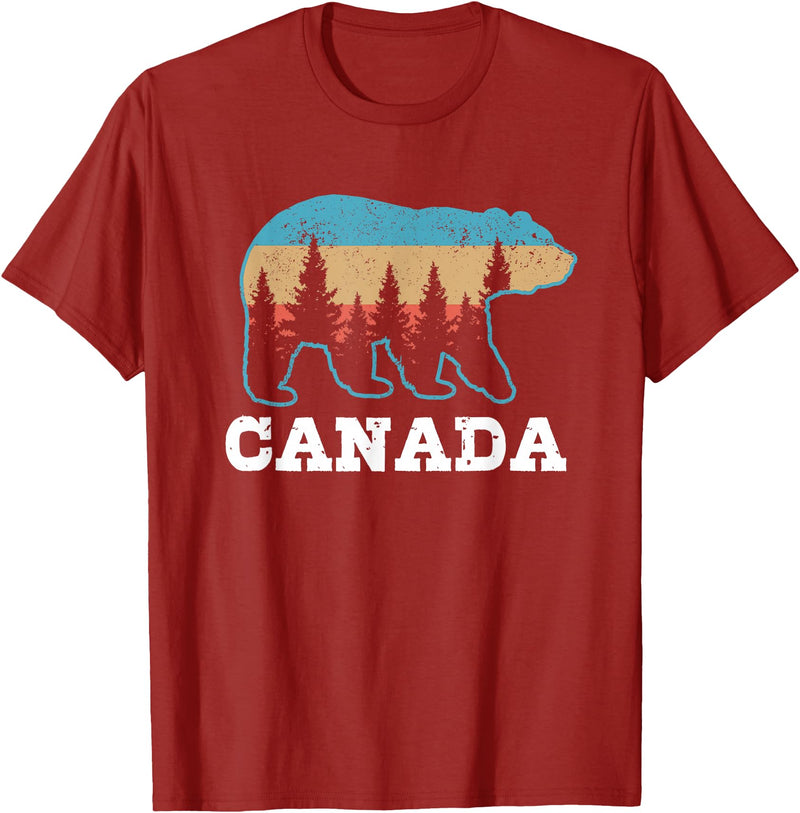 Canada Vintage Souvenirs & Gifts Canada Vintage Grizzly Bear Nature Souvenir Gift T-Shirt - Cranberry Red