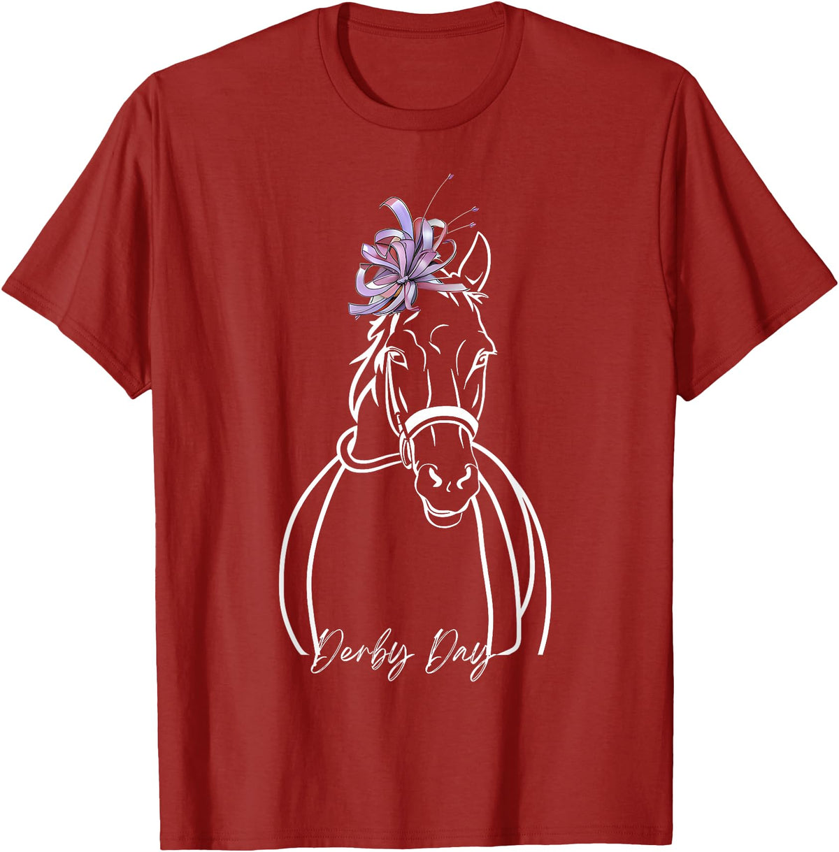 Funny Horse Racing Lover Derby Day Gift Women Derby Day Funny Horse Racing Floral Horse Equestrian T-Shirt - Cranberry Red