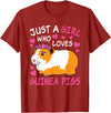 EDILILU Just A Girl Who Loves Guinea Pigs Cute Guinea Pig Lover T-Shirt - Cranberry Red