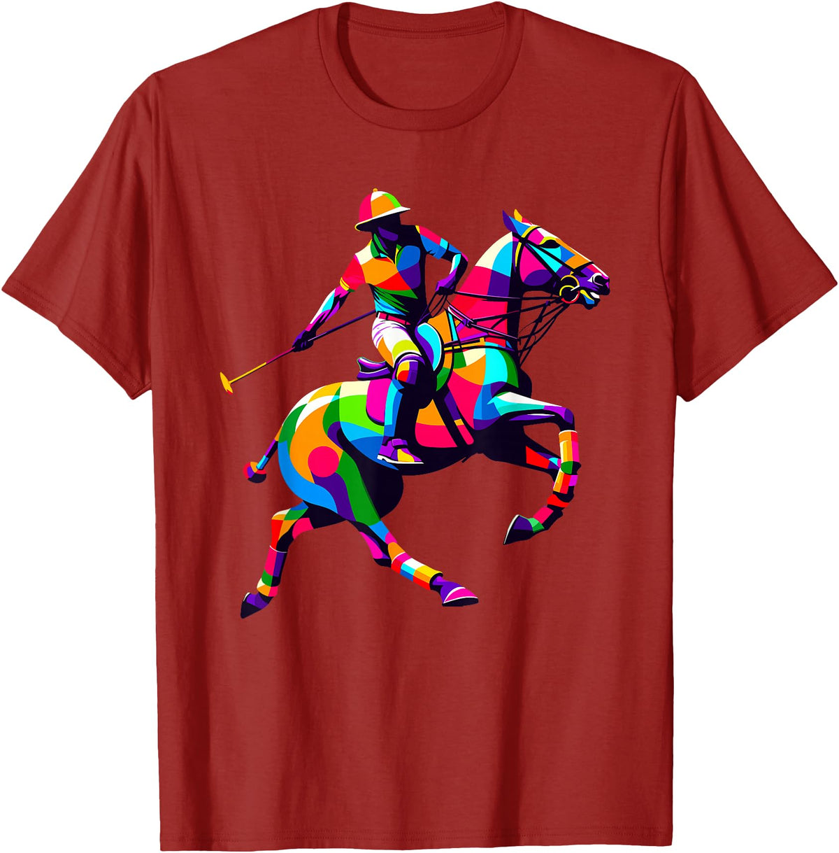 Horseback Riding Gift For An Equestrian Pop Art Polo Horseback Riding Horses Equestrian Horse T-Shirt - Cranberry Red