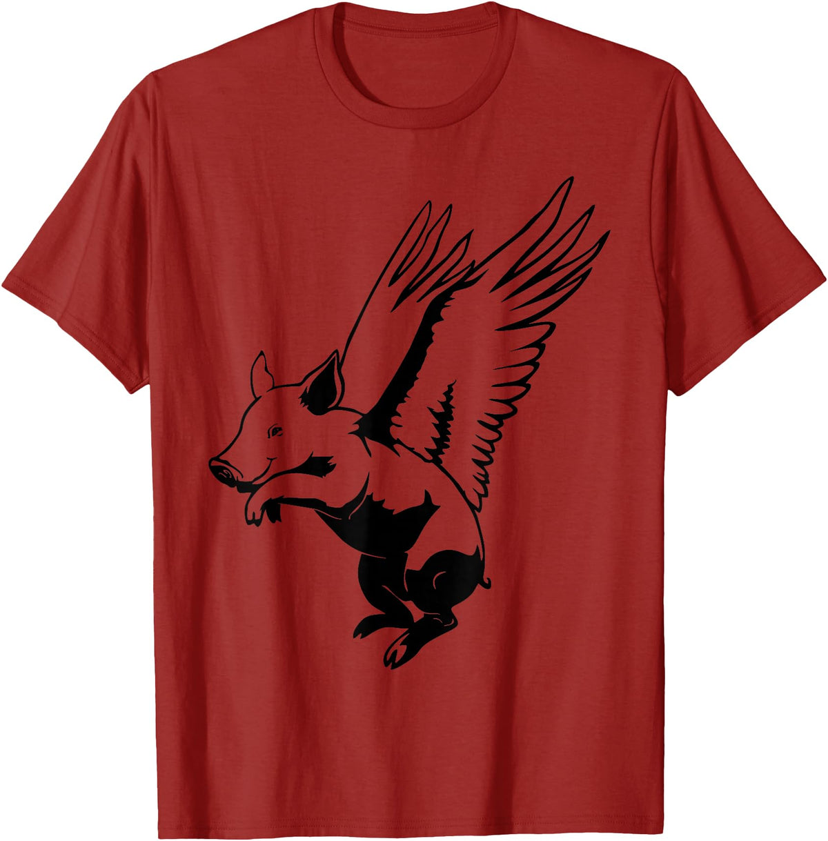 Flying Pig Funny Animals Flying Pig with Wings Fly Pig Lovers T-Shirt - Cranberry Red