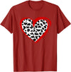 Cow Pattern Clothing for Cow Lover Heart Cow Print T-Shirt - Cranberry Red