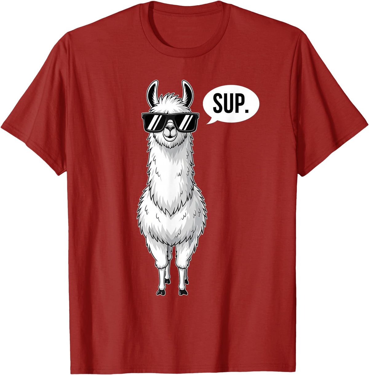 Funny Llama lover Co Alpaca Llama with Sunglasses Sup T-Shirt - Cranberry Red
