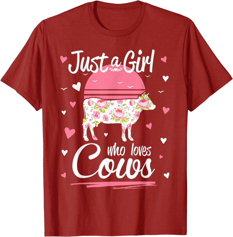 Pack A Punch Just A Girl Who Loves Cows Shirt Vintage T-Shirt - Cranberry Red