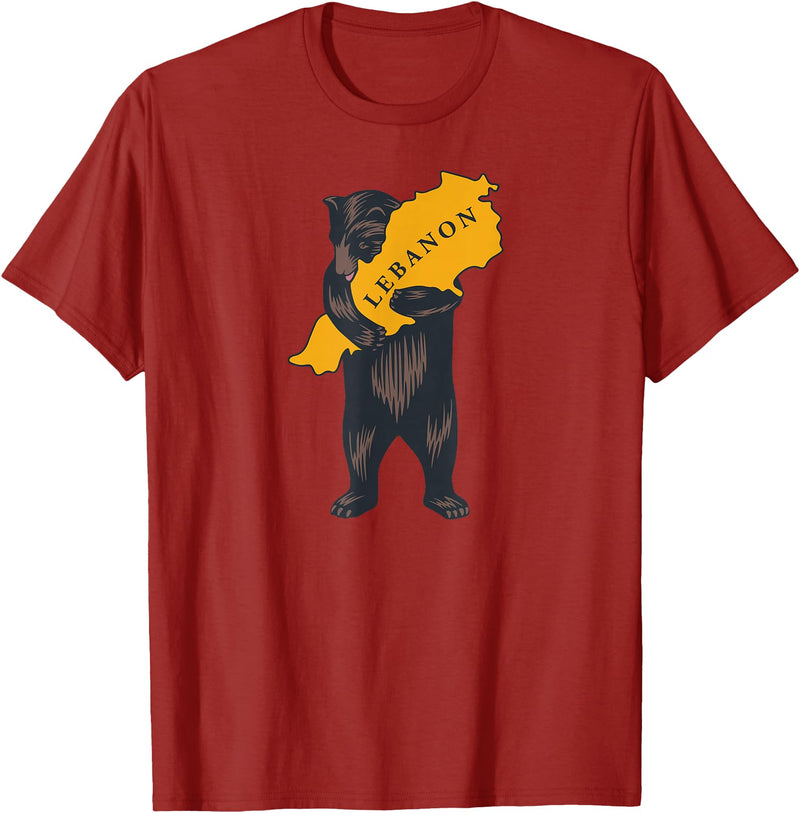 From California with Love Bear hugging Lebanon (based on California design) T-Shirt - Cranberry Red