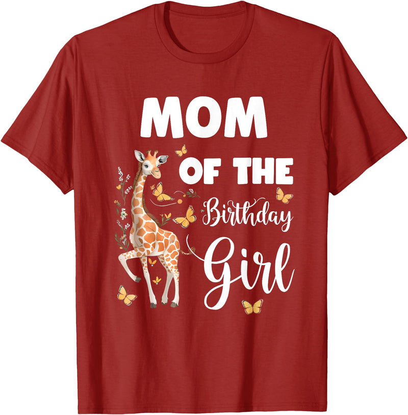 Giraffe Birthday Party by LazyPanda Giraffe Mom of the Birthday Girl Matching Family T-Shirt - Cranberry Red