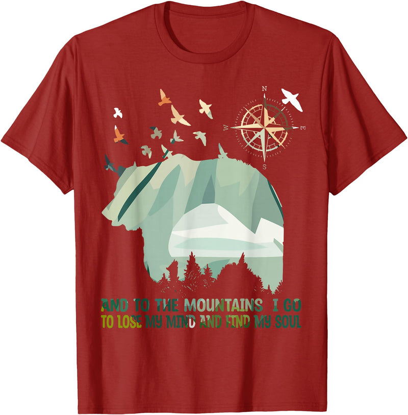 Camping Bears And To The Mountains I Go To Lose My Mind Camping Bear T-Shirt - Cranberry Red