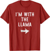 Im With The Llama Halloween Costume I’m with The Llama Funny Halloween Couple Costume T-Shirt - Cranberry Red