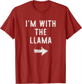 Im With The Llama Halloween Costume I’m with The Llama Funny Halloween Couple Costume T-Shirt - Cranberry Red