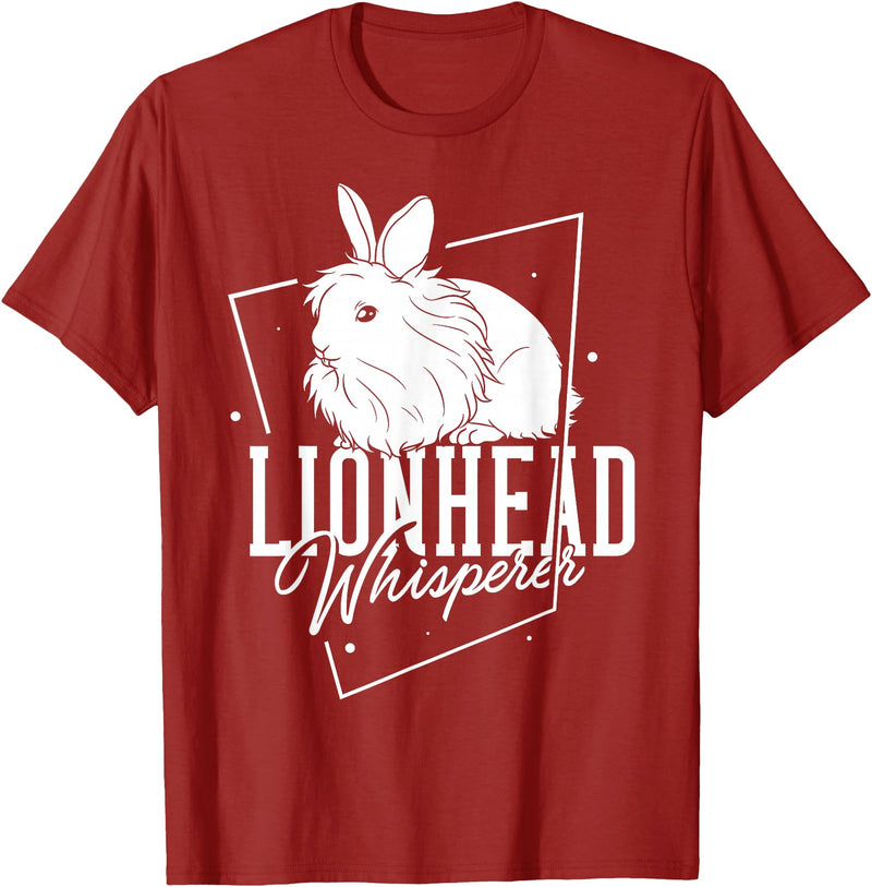 Lionhead Rabbit Gift Bunny Funny T-Shirt in Cranberry Red