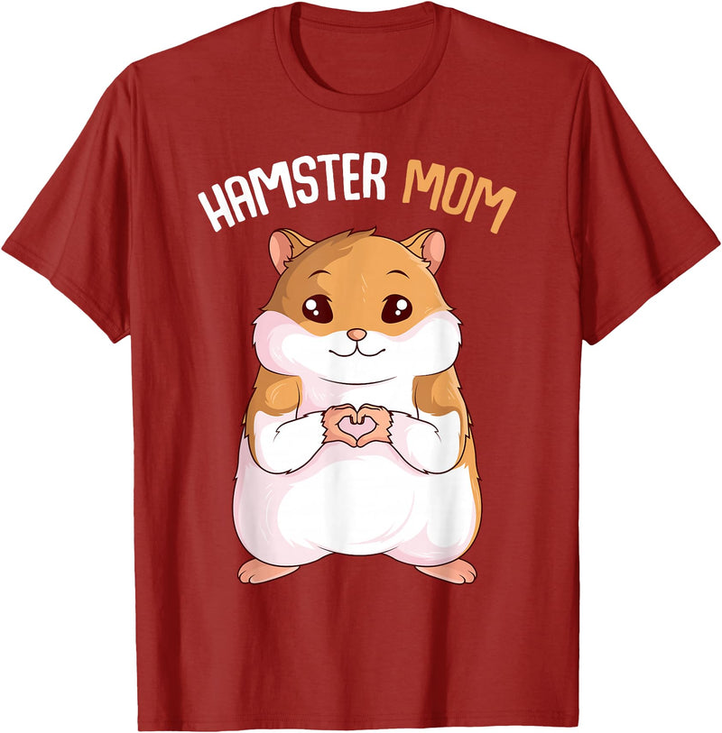 Women's Hamster Mom Hammy Girls T-Shirt - Cranberry Red