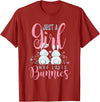 Just a Girl Who Loves Bunnies T-Shirt (Black) in Cranberry Red