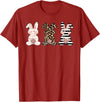 Cute Rabbit Lover Bunny Graphic T-Shirt (Silver Grey) in Cranberry Red