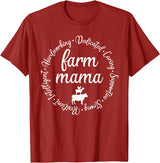 Farm Mama Hardworking Dedicated Goat Chicken Pig Cow Sheep T-Shirt - Cranberry Red