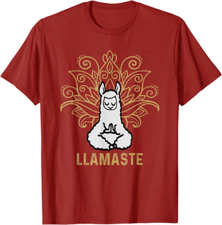 Lama Llamaste Family Summer Sport Yoga Gift Tees Llamaste Yoga Gift For Men Women Kids Lover Llama Yoga T-Shirt - Cranberry Red
