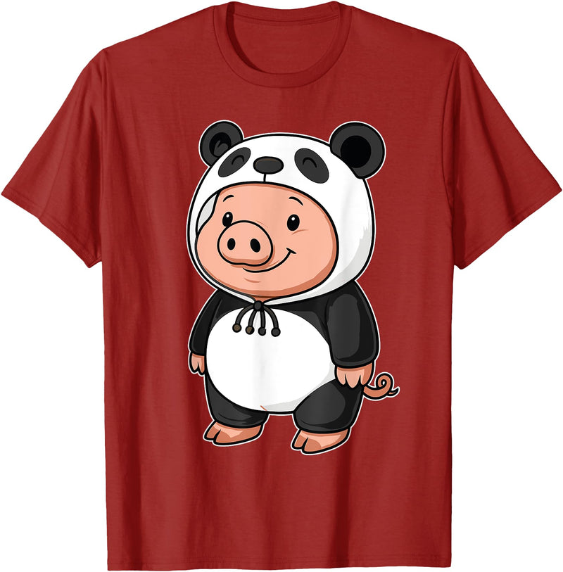 Pig In Panda Costume Kawaii Design Kawaii Pig In Panda Costume for Girls kids Pig Lover T-Shirt - Cranberry Red