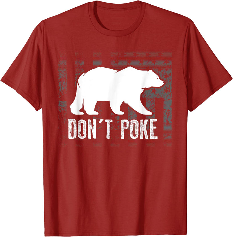 Cool Elegant Grizzly Polar Bears Design Designs Don't Poke Funny Bear | Cute Superhero Bear USA Gift T-Shirt - Cranberry Red