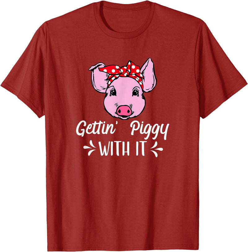 Pigs Cute Gifts 2.2 Getting Piggy With It Gift T-Shirt - Cranberry Red