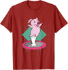 Trampolin-Ferkelausführungen Cute pig jumping on a trampoline T-Shirt - Cranberry Red