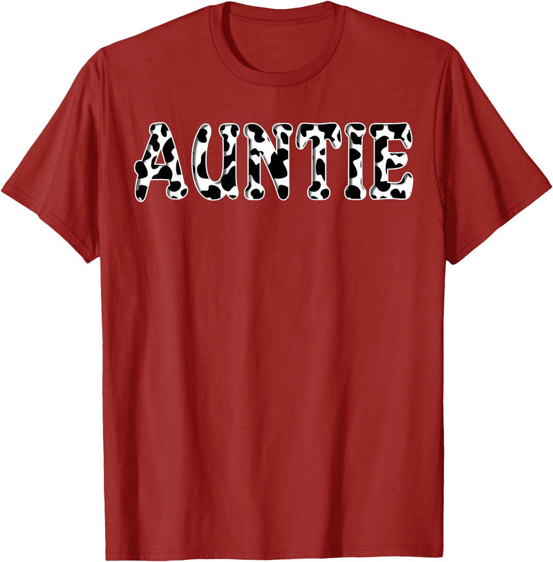 Cow Pattern Print Family Matching Birthday Apparel Cow Auntie Birthday Family Matching Girl Boy Farm Birthday T-Shirt -
