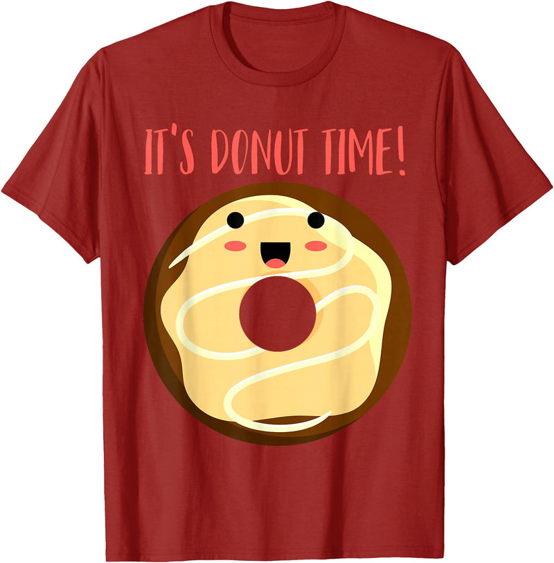 Green Cow Land It's Donut Time! Doughnut Funny T-Shirt - Cranberry Red