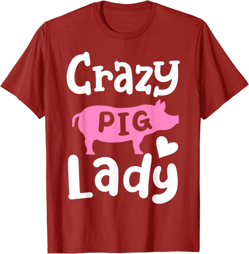 Pig Farm Store Co. Pig Crazy Pig Lady T-Shirt - Cranberry Red