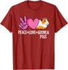 EDILILU Peace Love Guinea Pigs Cute Guinea Pig Lover Women Girls T-Shirt - Cranberry Red