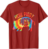 Here Piggy Piggy Design Here Piggy Piggy Funny Pig T-Shirt - Cranberry Red