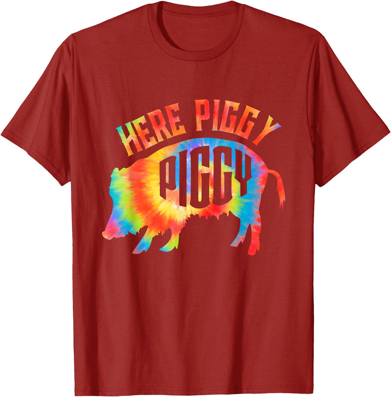 Here Piggy Piggy Design Here Piggy Piggy Funny Pig T-Shirt - Cranberry Red