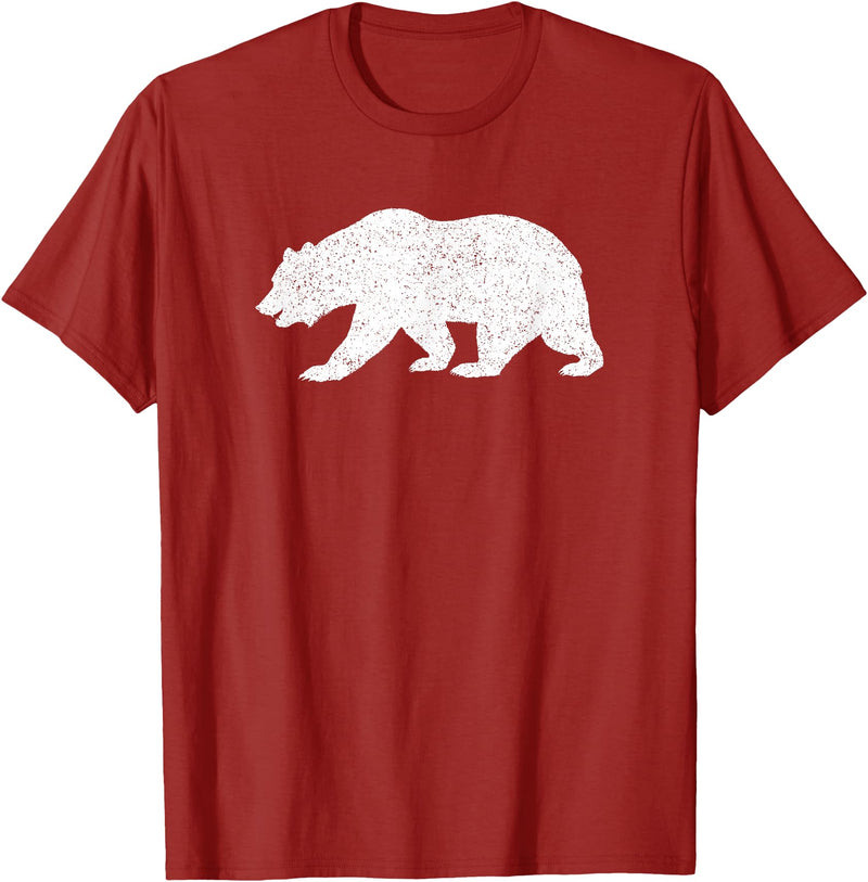 CALIFORNIA REPUBLIC GRIZZLY BEAR APPAREL California Grizzly Bear State Flag CALI Republic Silhouette T-Shirt - Cranberry Red