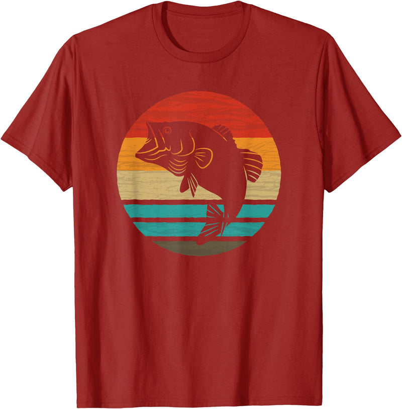 Fishing Accessories & Clothing Gifts Women Men Fish Retro Style Vintage T-Shirt - Cranberry Red