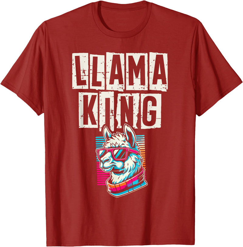 Llama Alpaca Lover Gifts Llama King Llamas Animal Lover T-Shirt - Cranberry Red