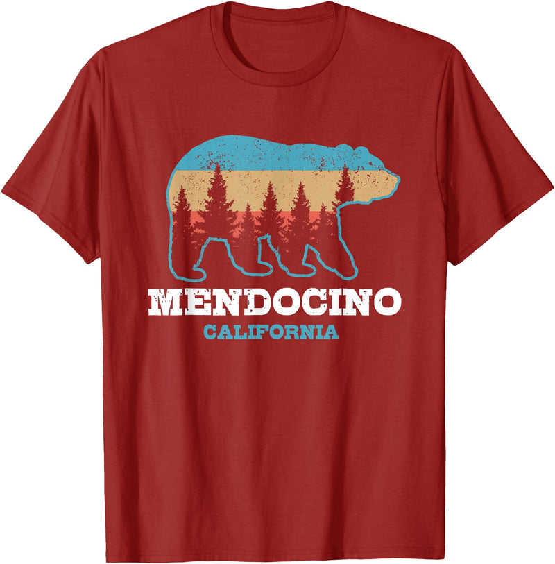 Vintage Mendocino California Souvenirs & Gifts Mendocino Vintage California Grizzly Bear Nature Souvenir T-Shirt - Cranberry Red