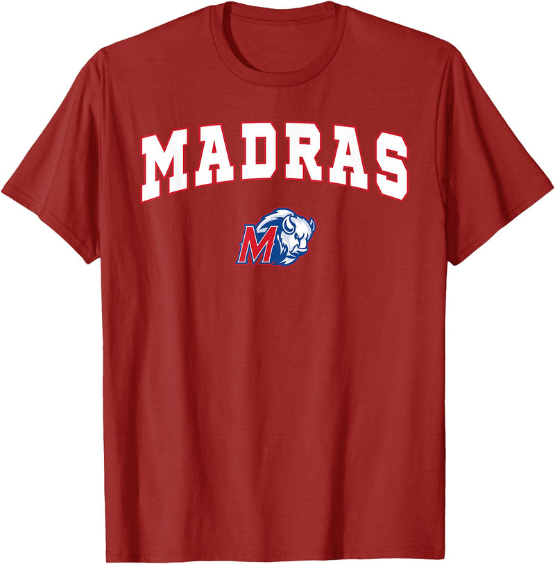 Official High School Fan Gear Madras High School White Buffalo T-Shirt - Cranberry Red