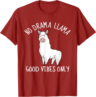 Llama Lama Llma Lamma No Drama Items Supplies Llama Love Good Vibes School Girls Kids Women Teens Gift T-Shirt - Cranberry Red