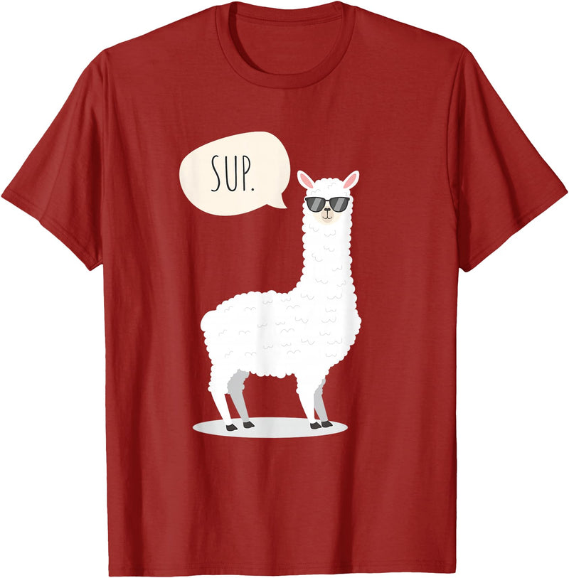 Funny & Cute Llama Gifts by OMG Sup No Drama Llama Alpaca T-Shirt - Cranberry Red