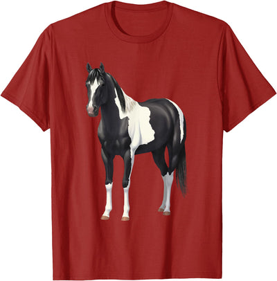 Horse Lover Art by CSForest Beautiful Black Pinto Paint Horse Quarter Horse T-Shirt