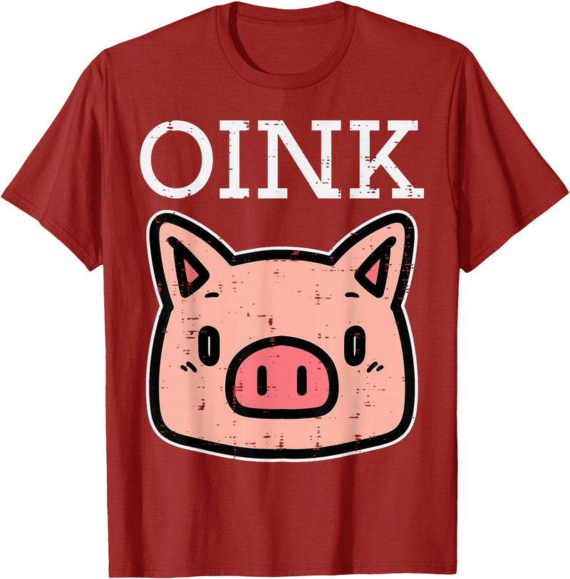 Pig Lover Shirts For Men Women Kids Oink Pig Face Cute Hog Head Girls Boys Kids Toddler Women T-Shirt - Cranberry Red