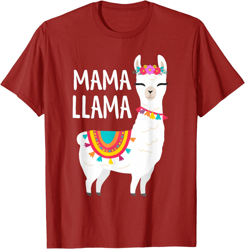 Birthday Llama Shirts Gift Mama Llama Funny Mother's Day Shirt Women Mom Birthday T-Shirt - Cranberry Red