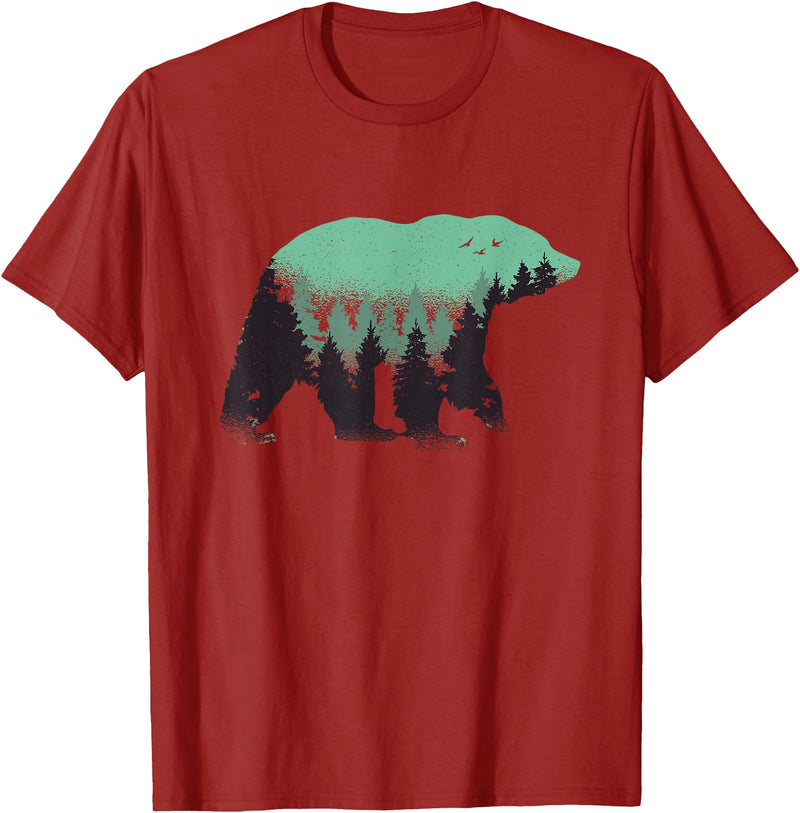 Grizzly Bear - Outdoor Apparel Bear Forest Nature Grizzly Hiking Outdoor Hunting Gift T-Shirt - Cranberry Red
