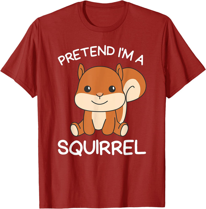 Last Minute Halloween Squirrel Tee Pretend I'm A Squirrel Halloween Costume T-Shirt - Cranberry Red