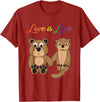 Kaisi-LGBT Gay Bi Gay Lesbian Otter Csd Queer Love Is Love Bear, Otter, Rainbow LGBT Diversity Drawing T-Shirt - Cranberry Red
